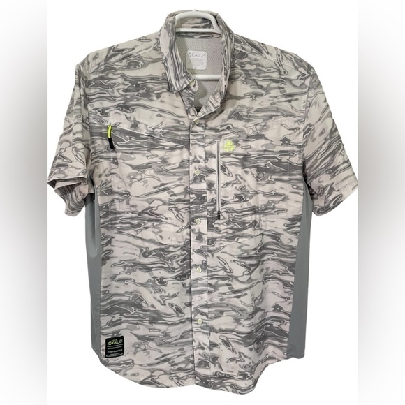 Loco Skailz Mens Performance Vented Fishing Shirt Zipper Pockets Gray Size XL - Picture 1 of 7